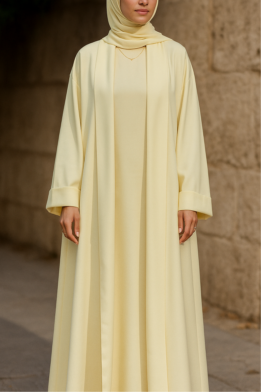 Butter yellow yara abaya