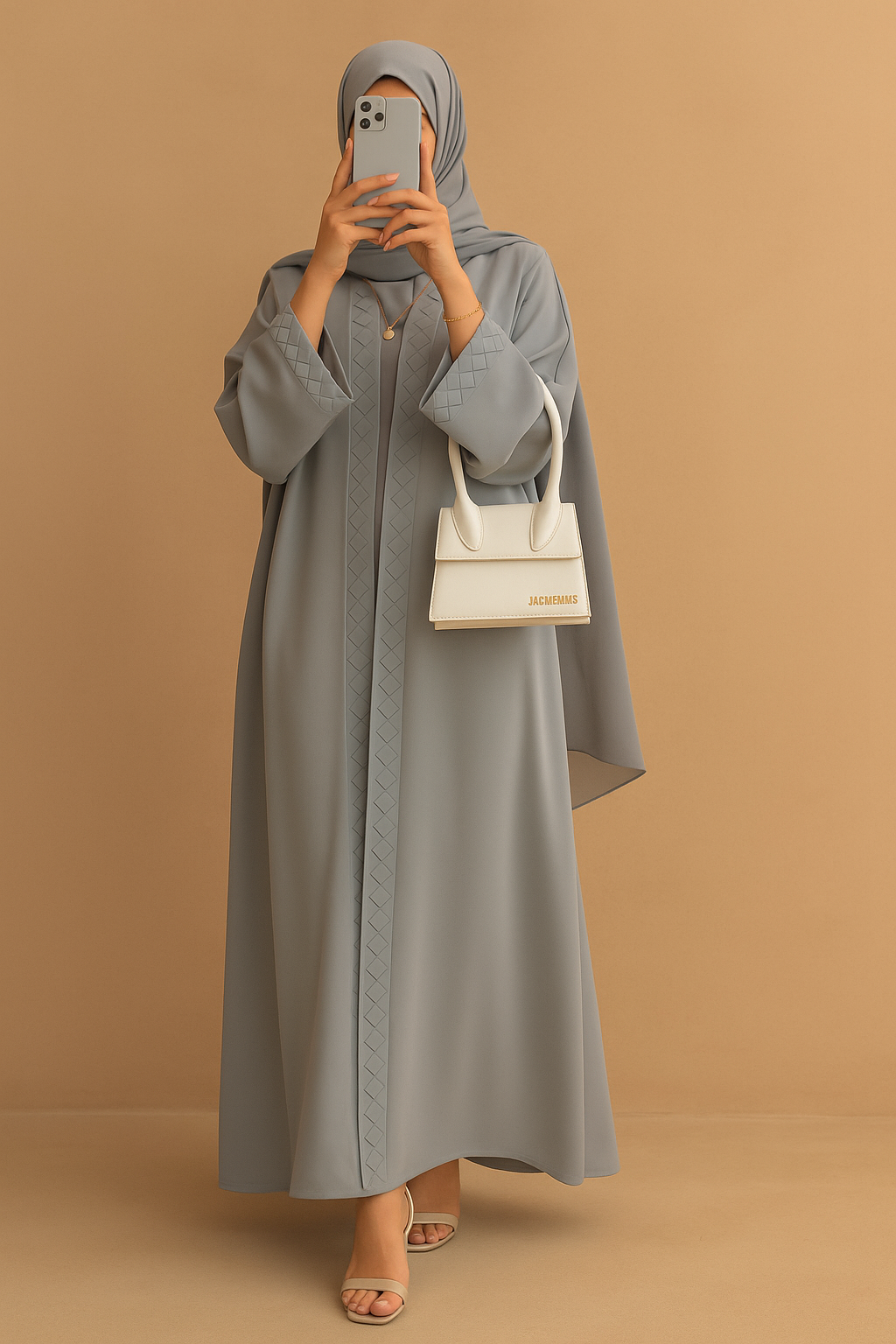 Grey Braided Abaya