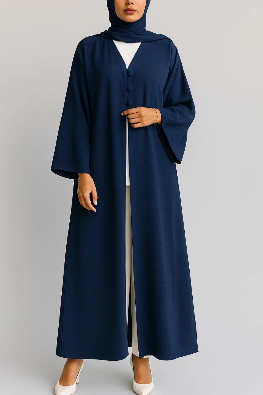 Navy button abaya