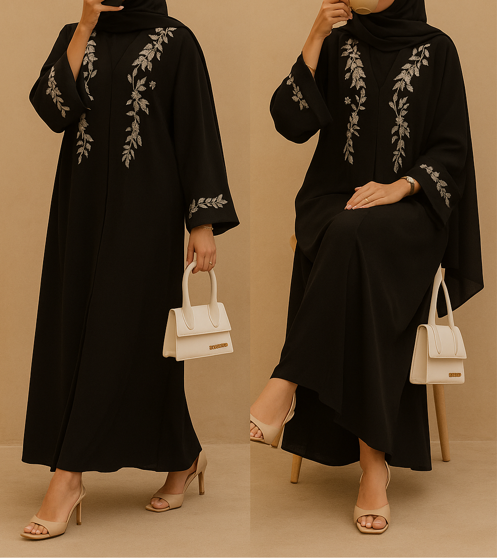 Black Dubai Abaya AHBA01