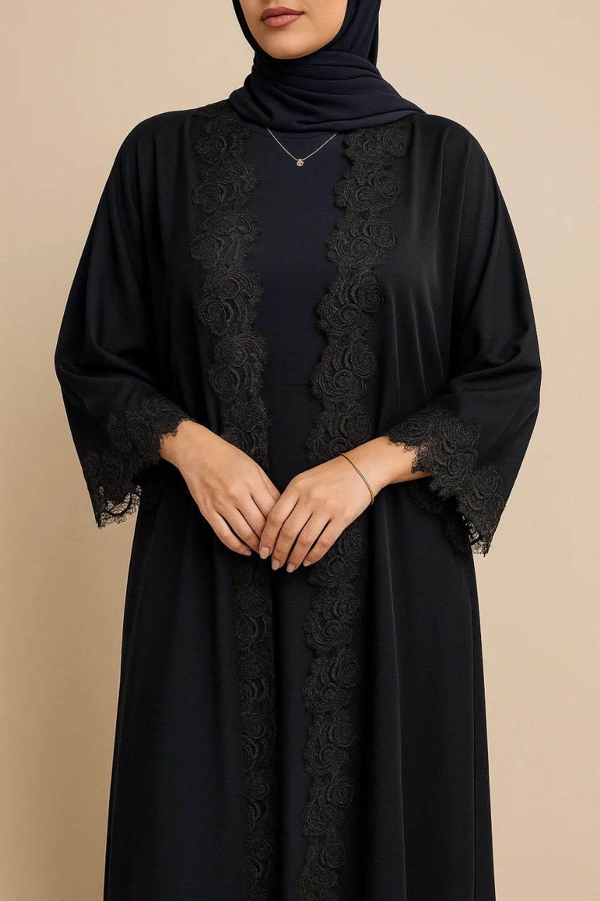 Black series lace abaya