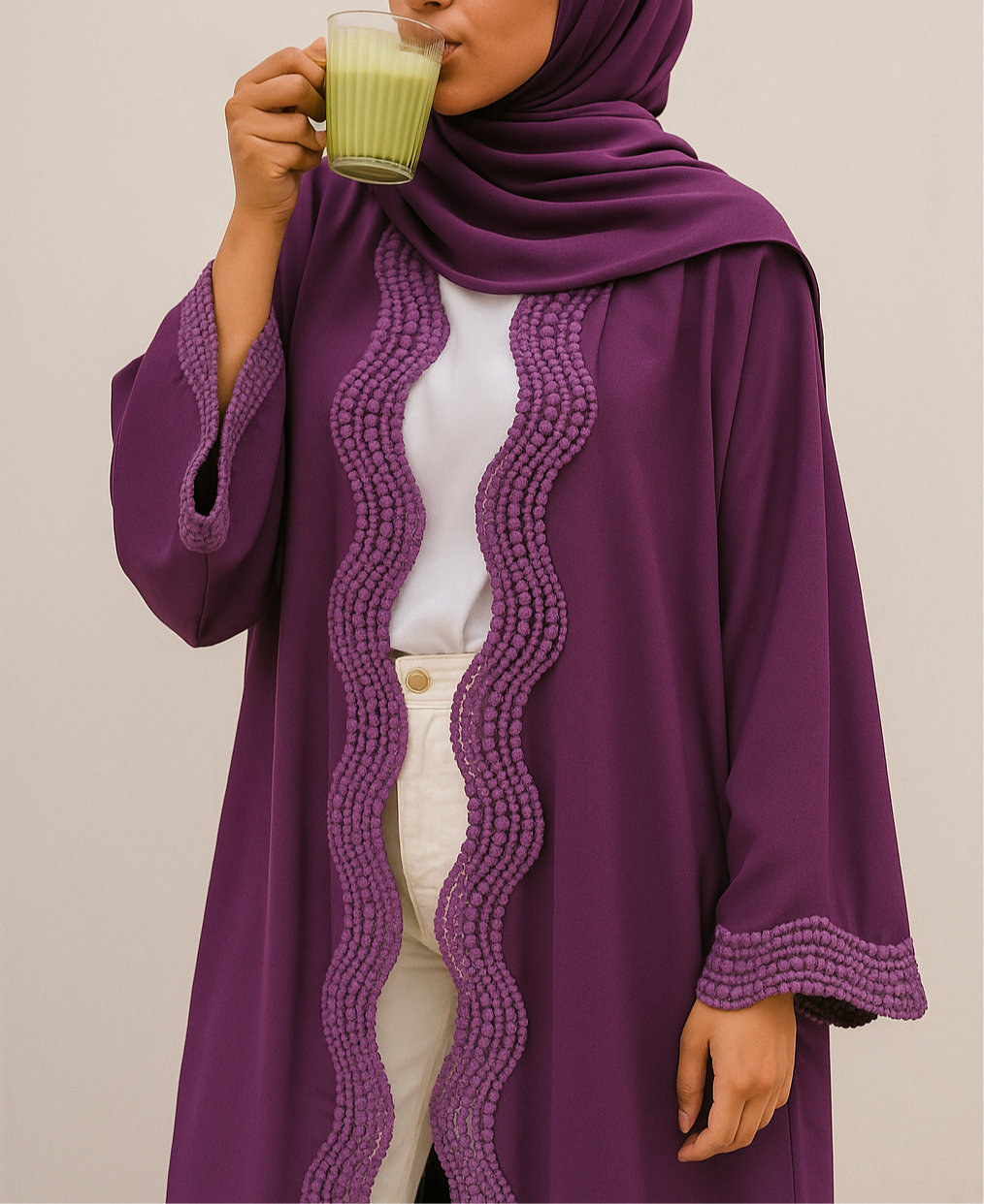 Purple lace abaya