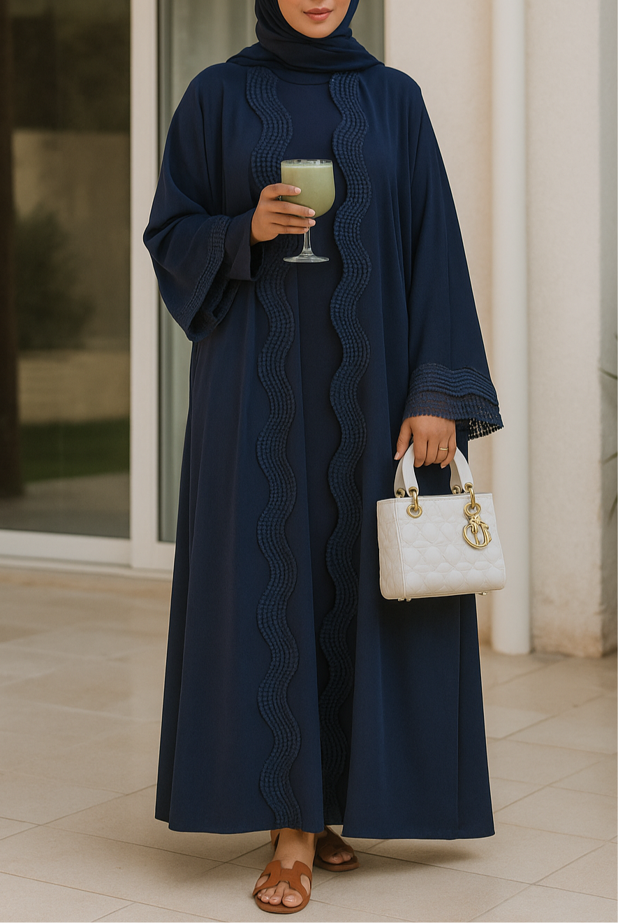 Blue lace abaya