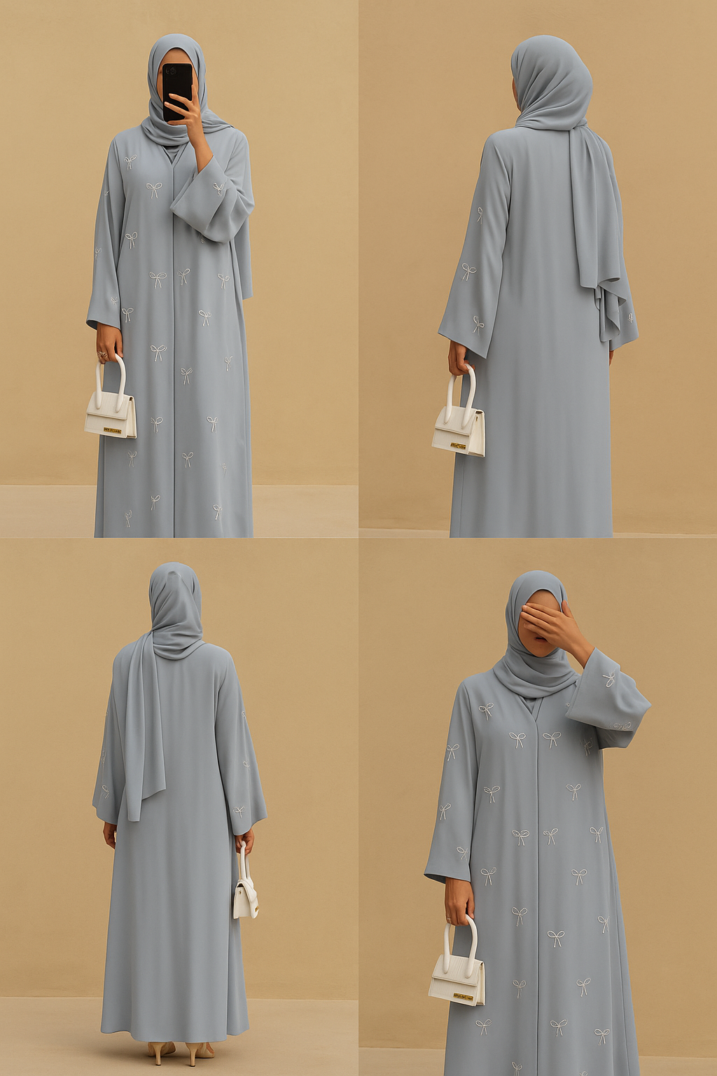 Sky Pearl Bow Abaya