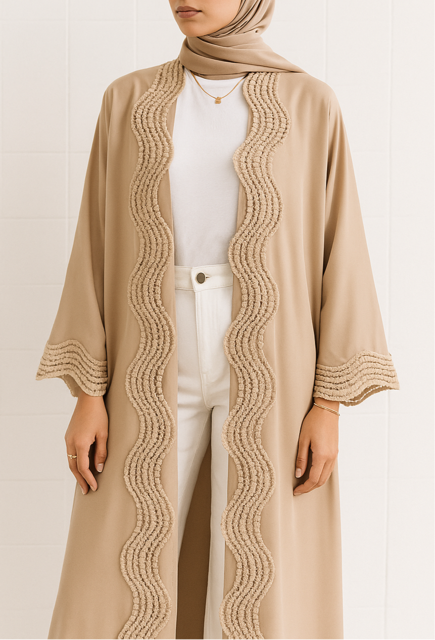 Beige lace abaya