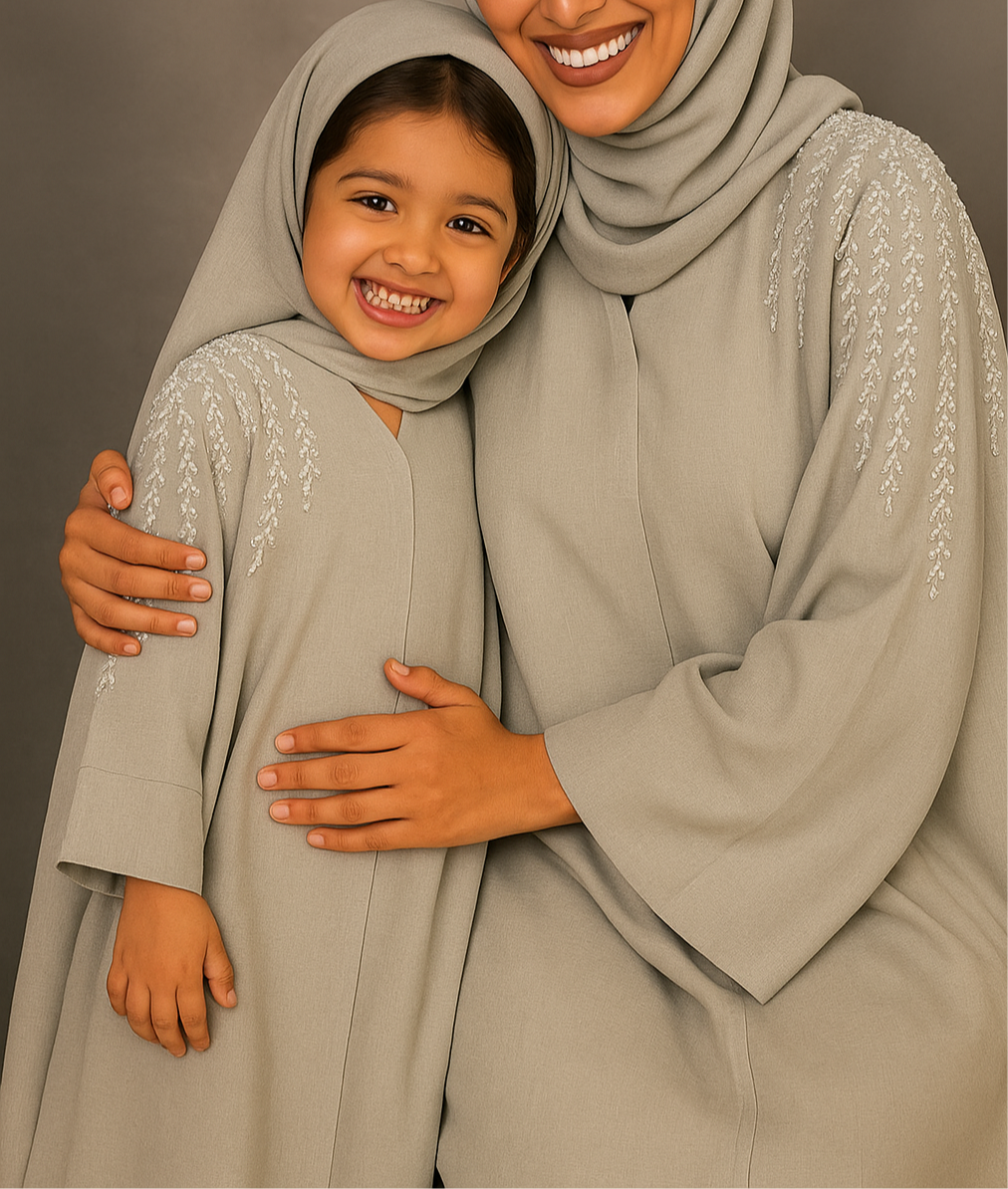 Grey Embellished Abaya AHWA04