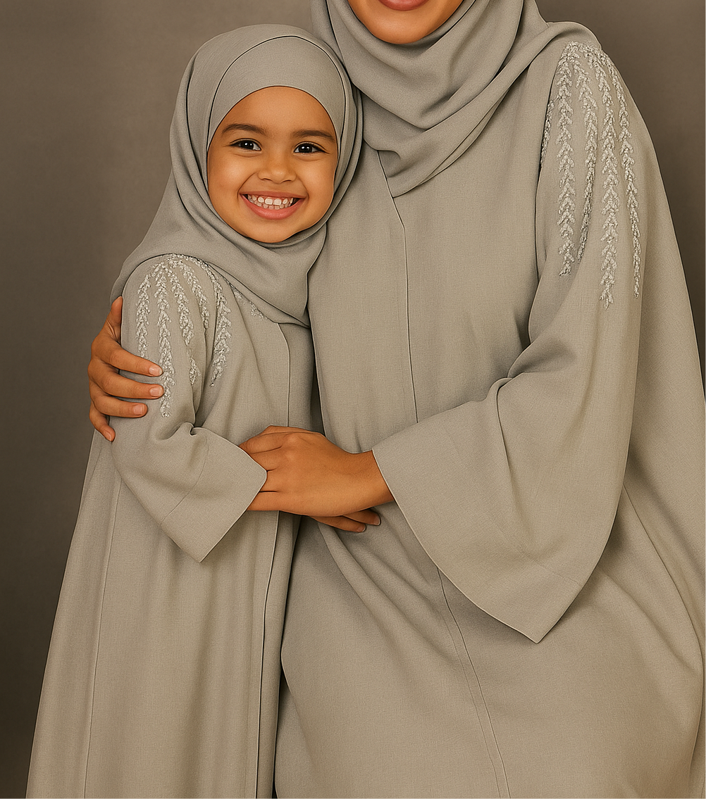 Grey Embellished Abaya AHWA04