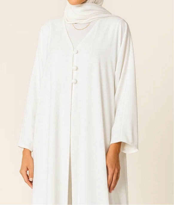 White button abaya