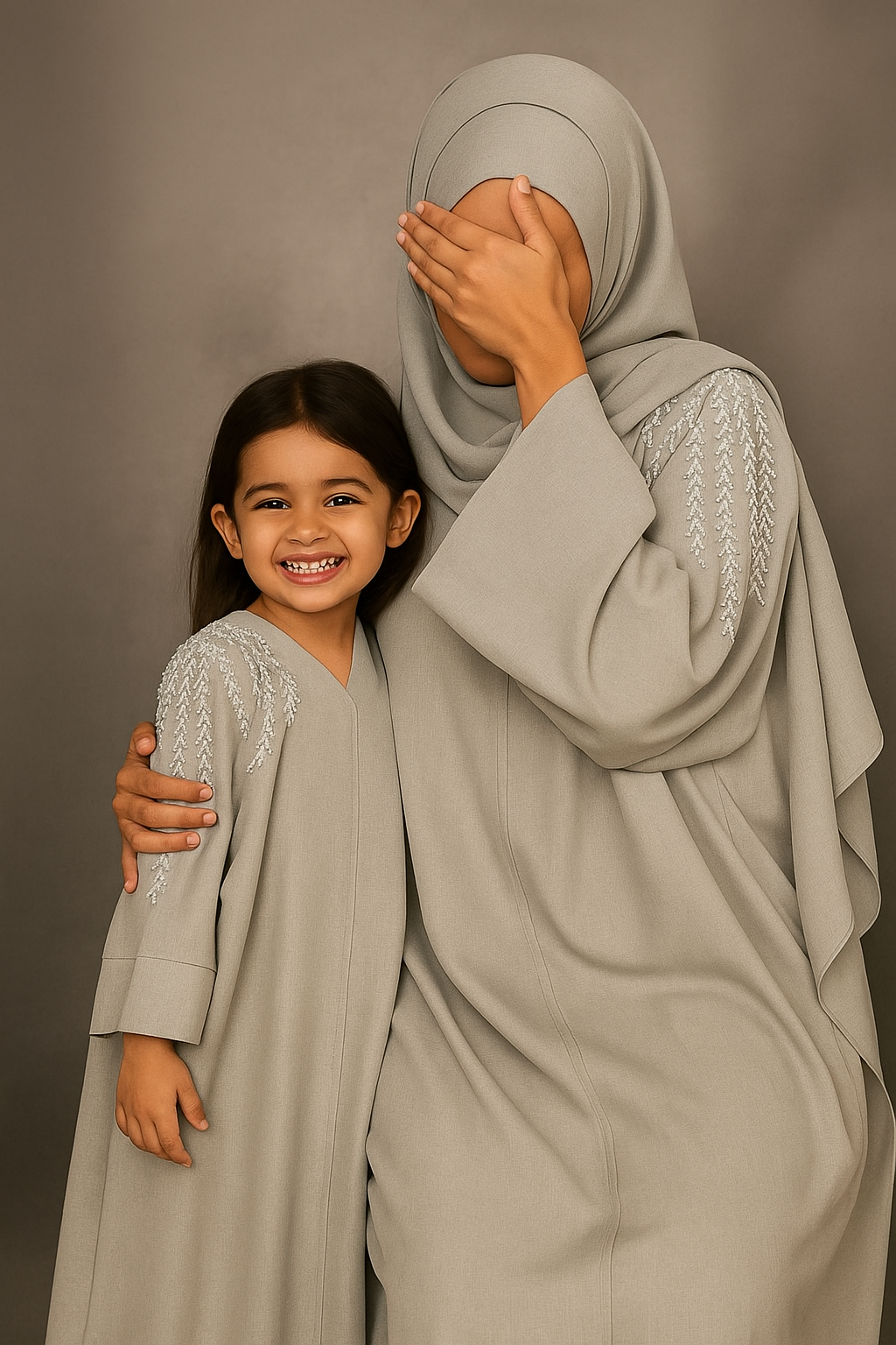 Grey Embellished Abaya AHWA04