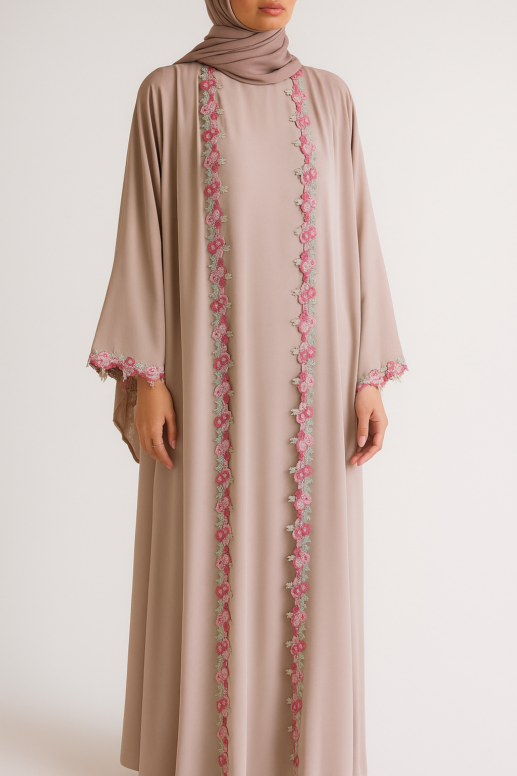 Skin fancy lace abaya