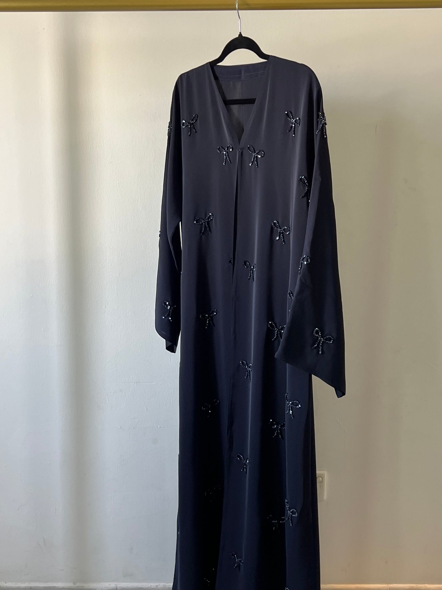 Navy blue Pearl Bow Abaya