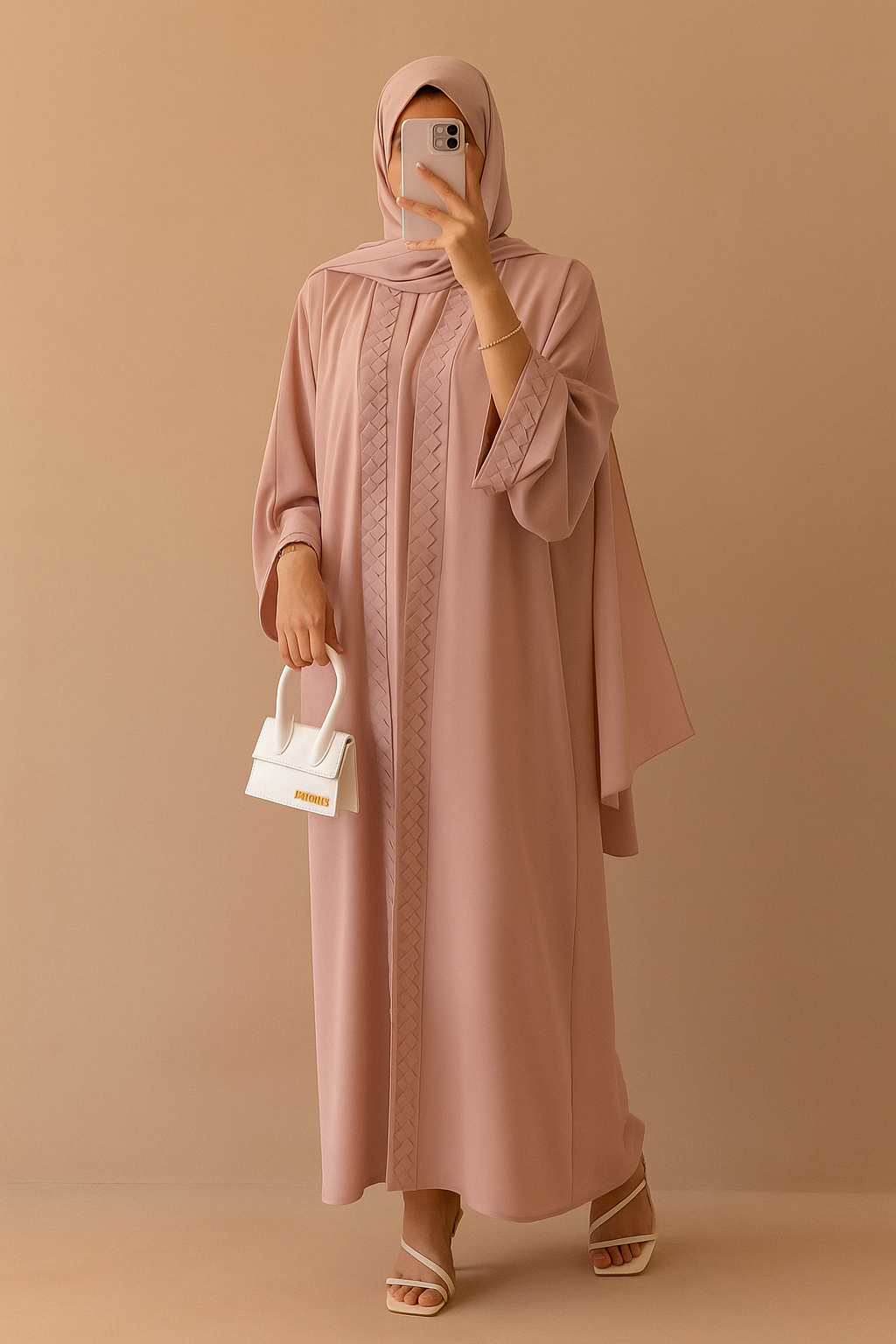 Pink Braided Abaya