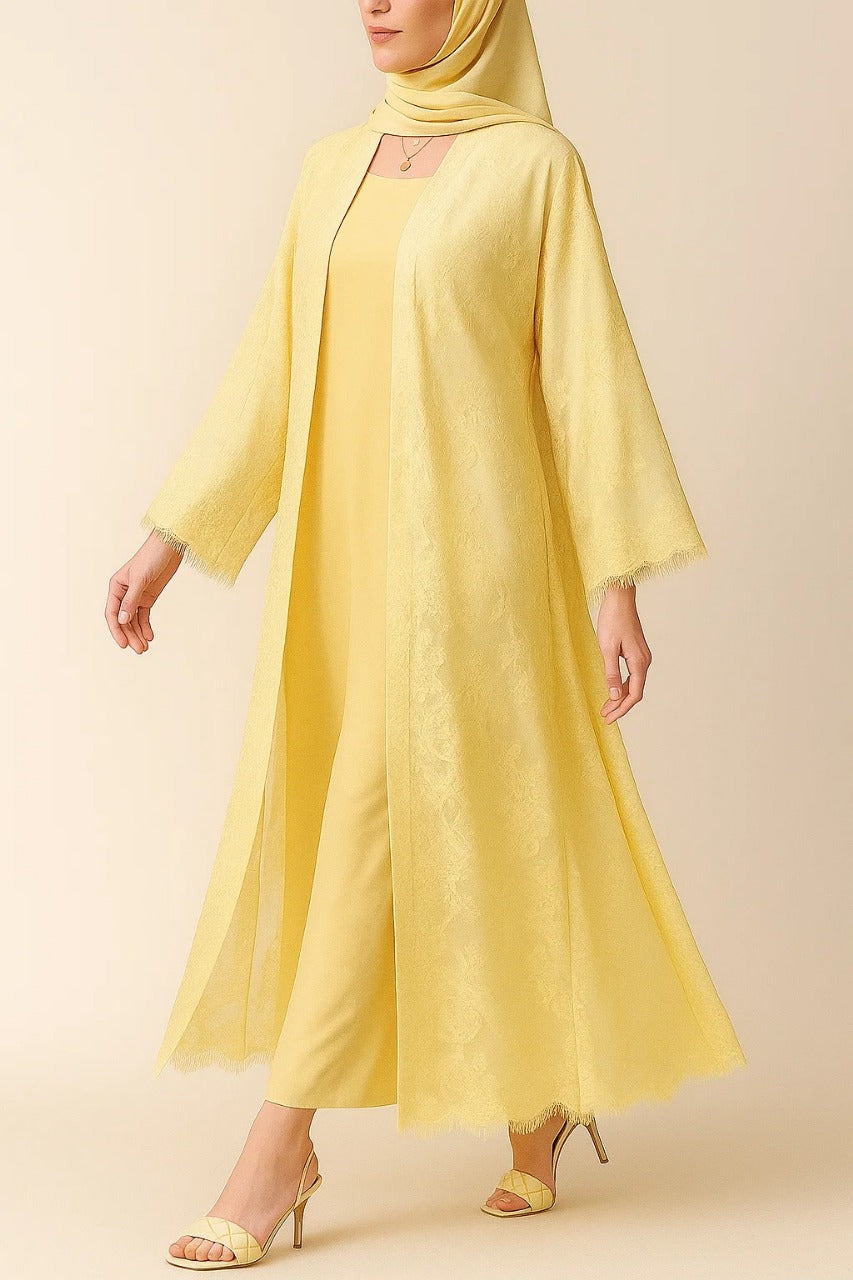 Butter Yellow Sheer abaya