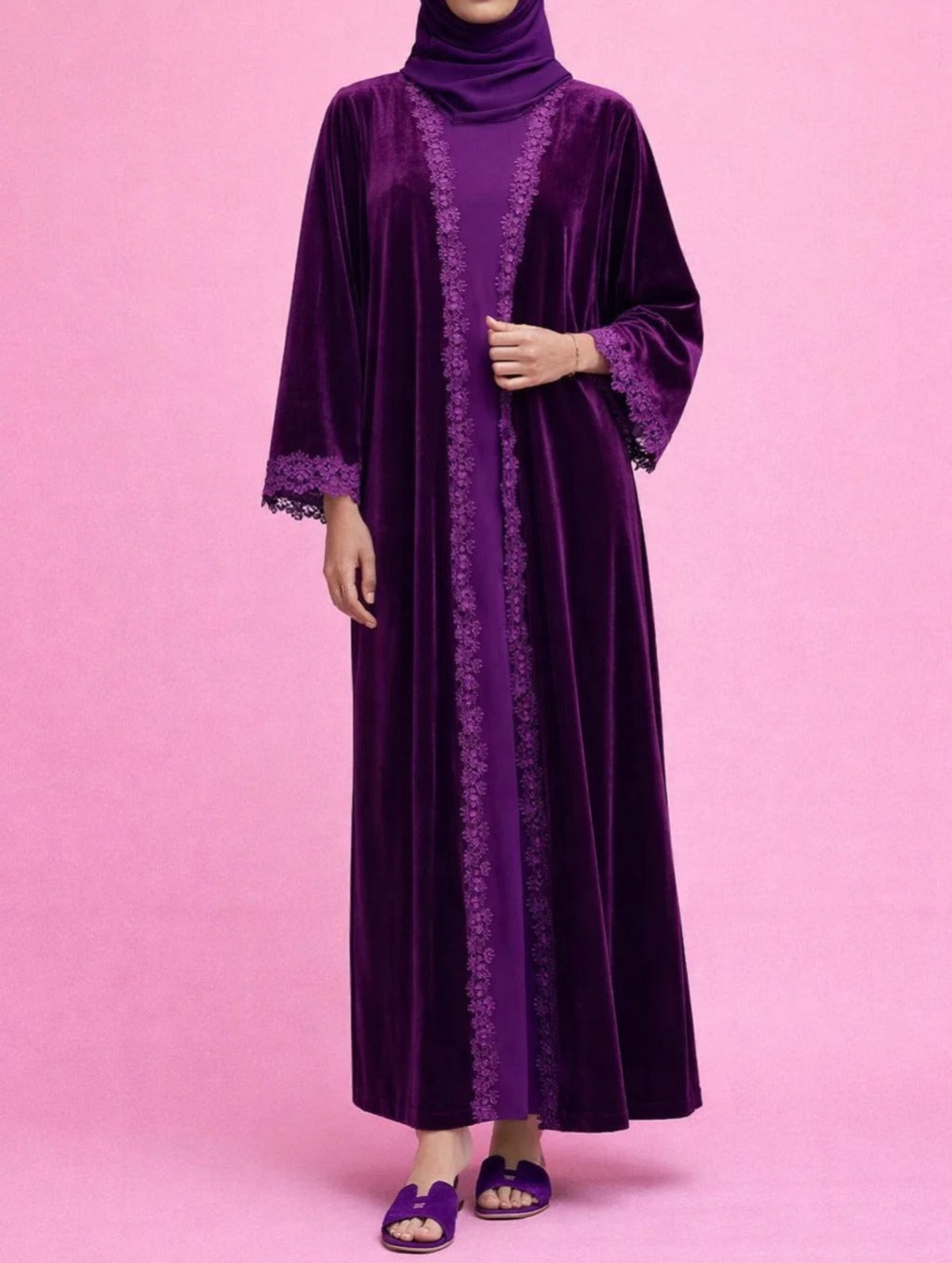 Purple Velvet Espresso Abaya