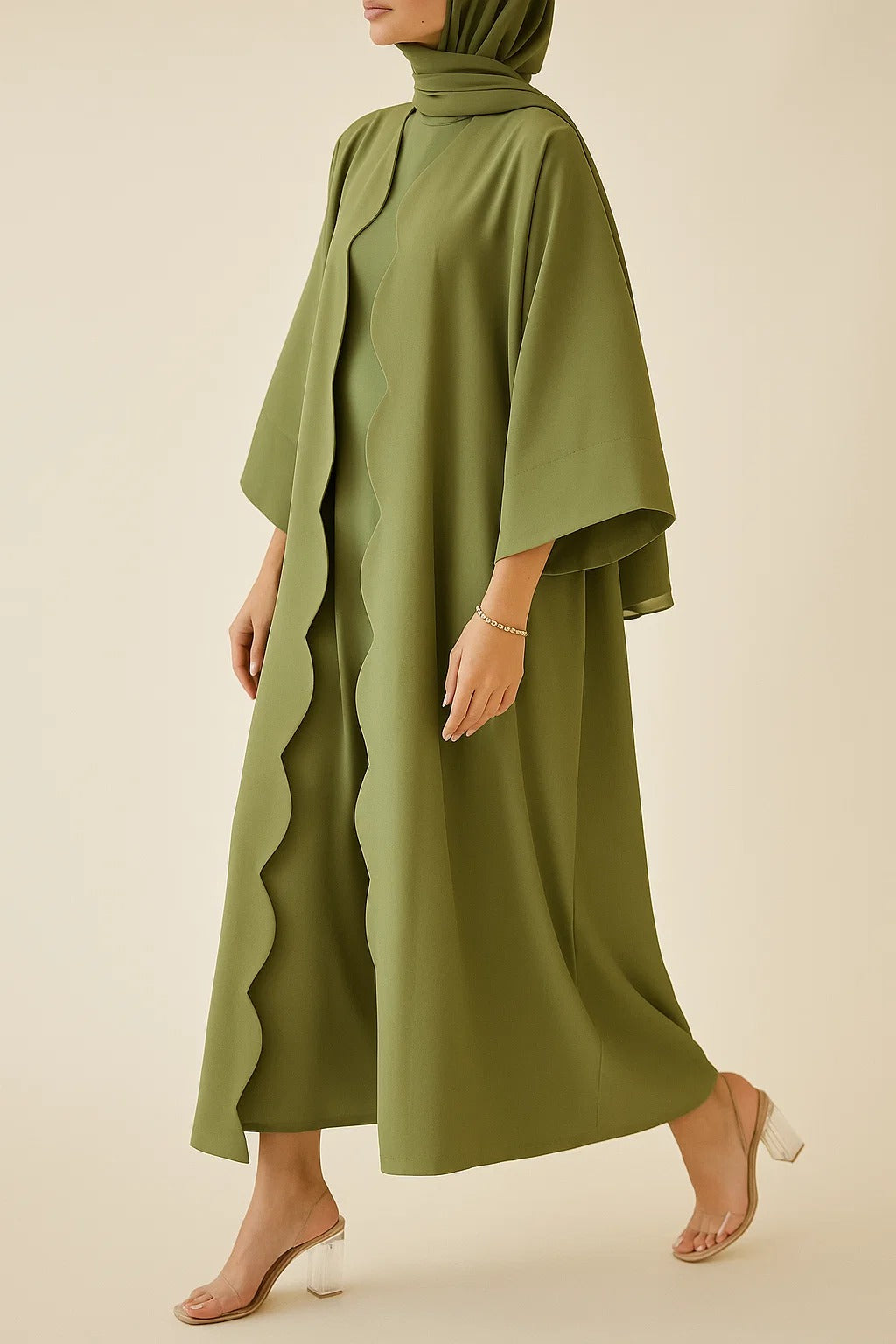 Pistachio Wave abaya