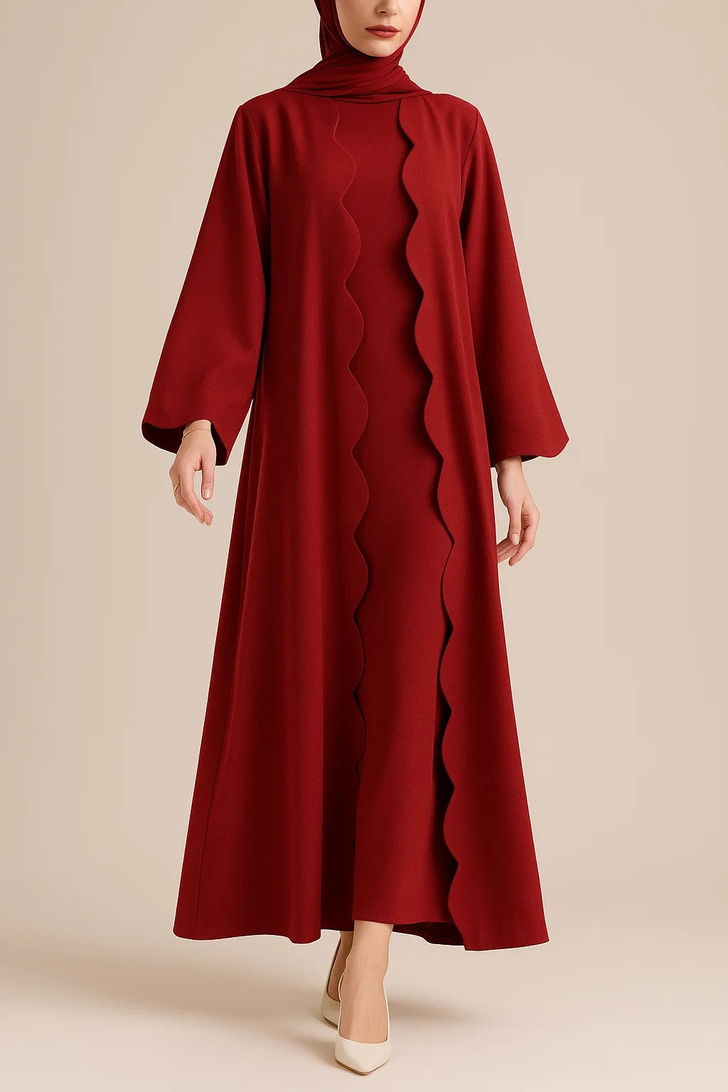 Cherry Red Wave abaya