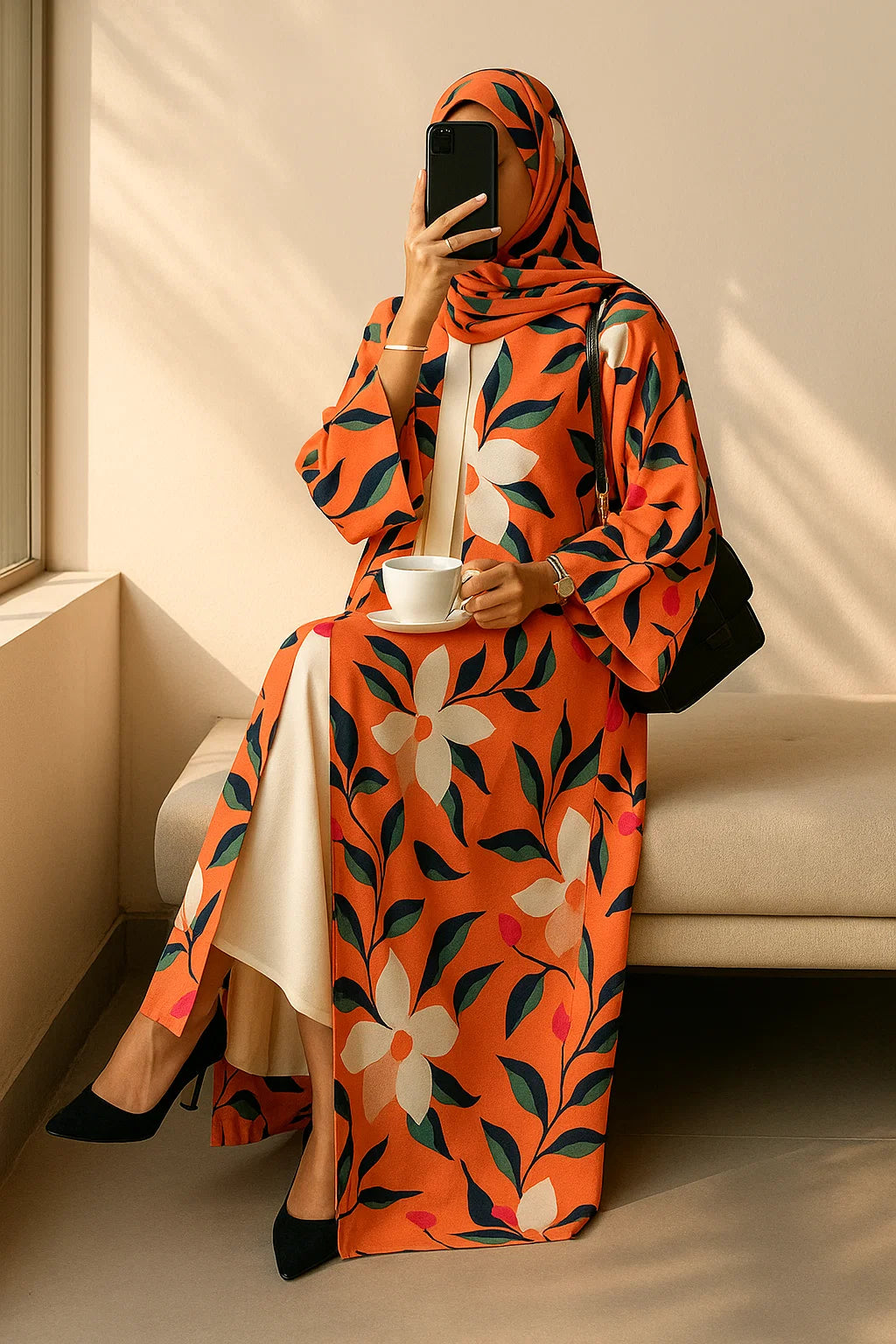Pumpkin Hues Kimono Set