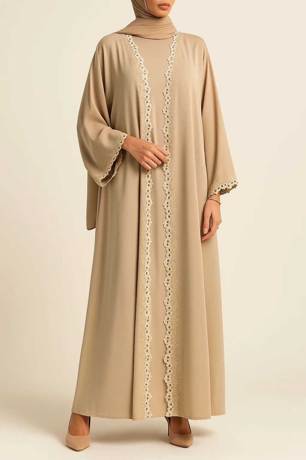 Sand lace abaya