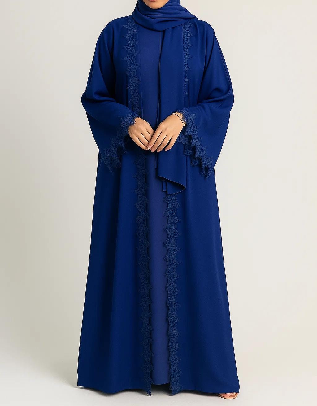 Blue fancy lace abaya