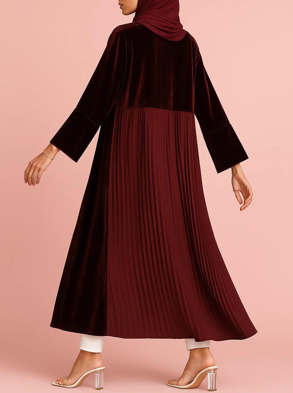 Maroon Velvet Eclipse Abaya