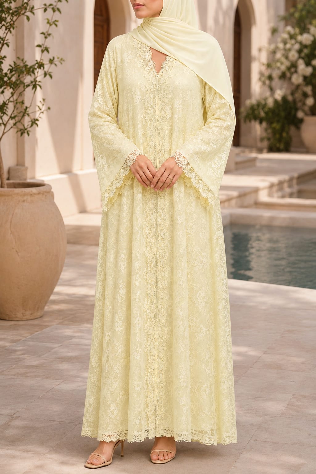 Butter Yellow Sheer abaya