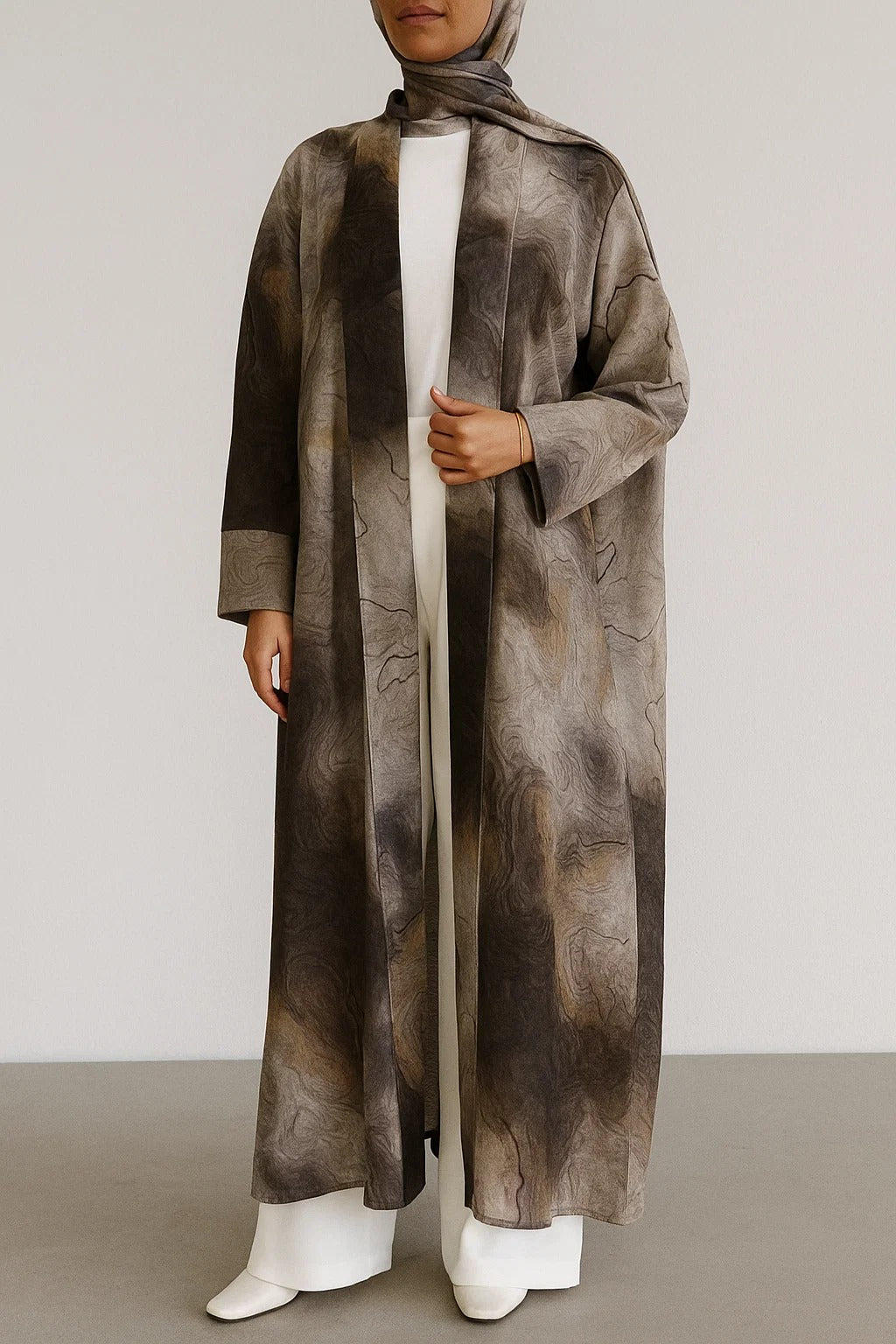 Brownie Marble print abaya