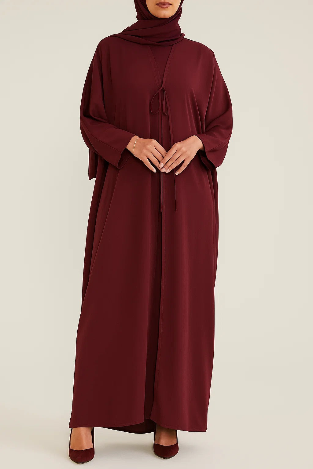 Maroon tie abaya