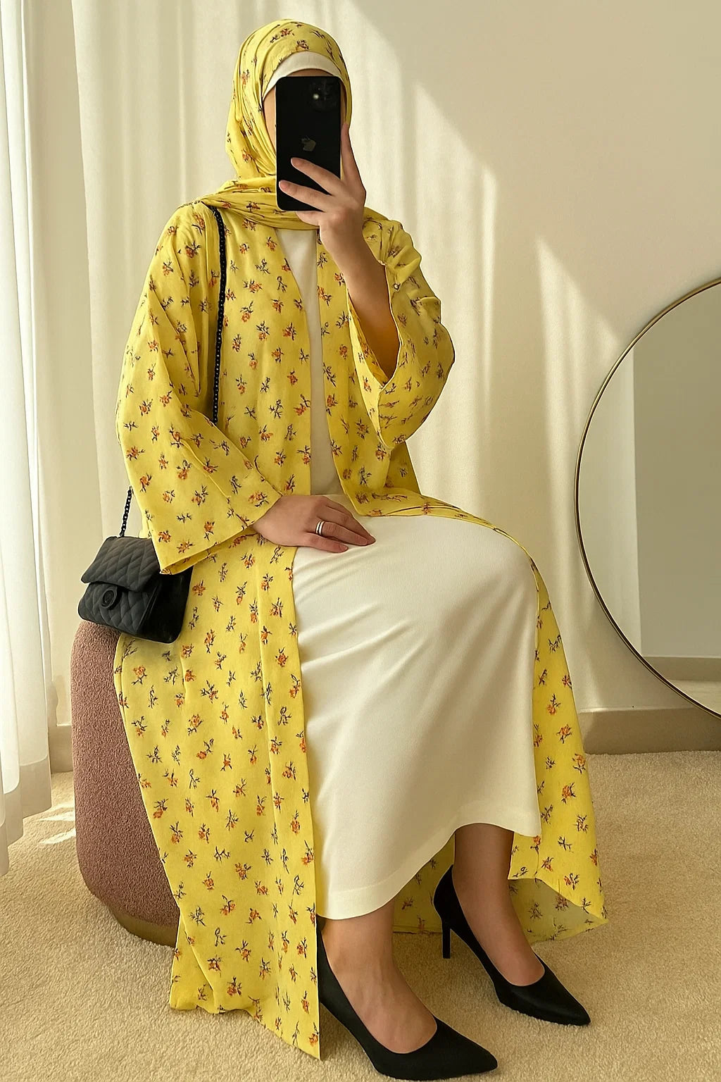 Creme Floral Kimono Set
