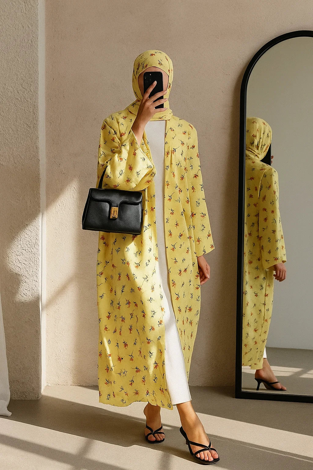 Creme Floral Kimono Set