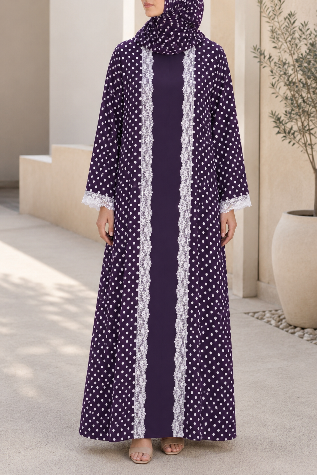 Purple Polka Abaya