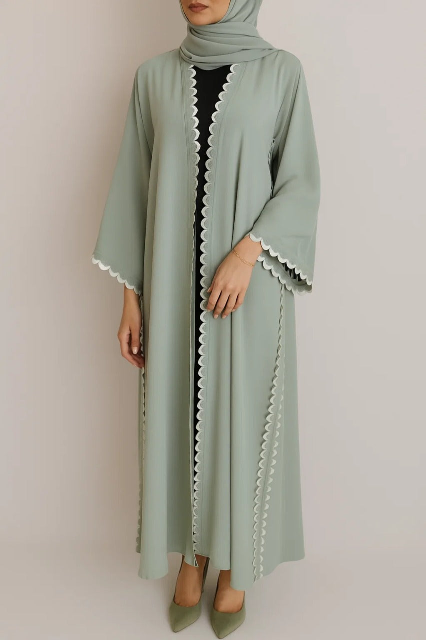 Seagreen Scallop Abaya