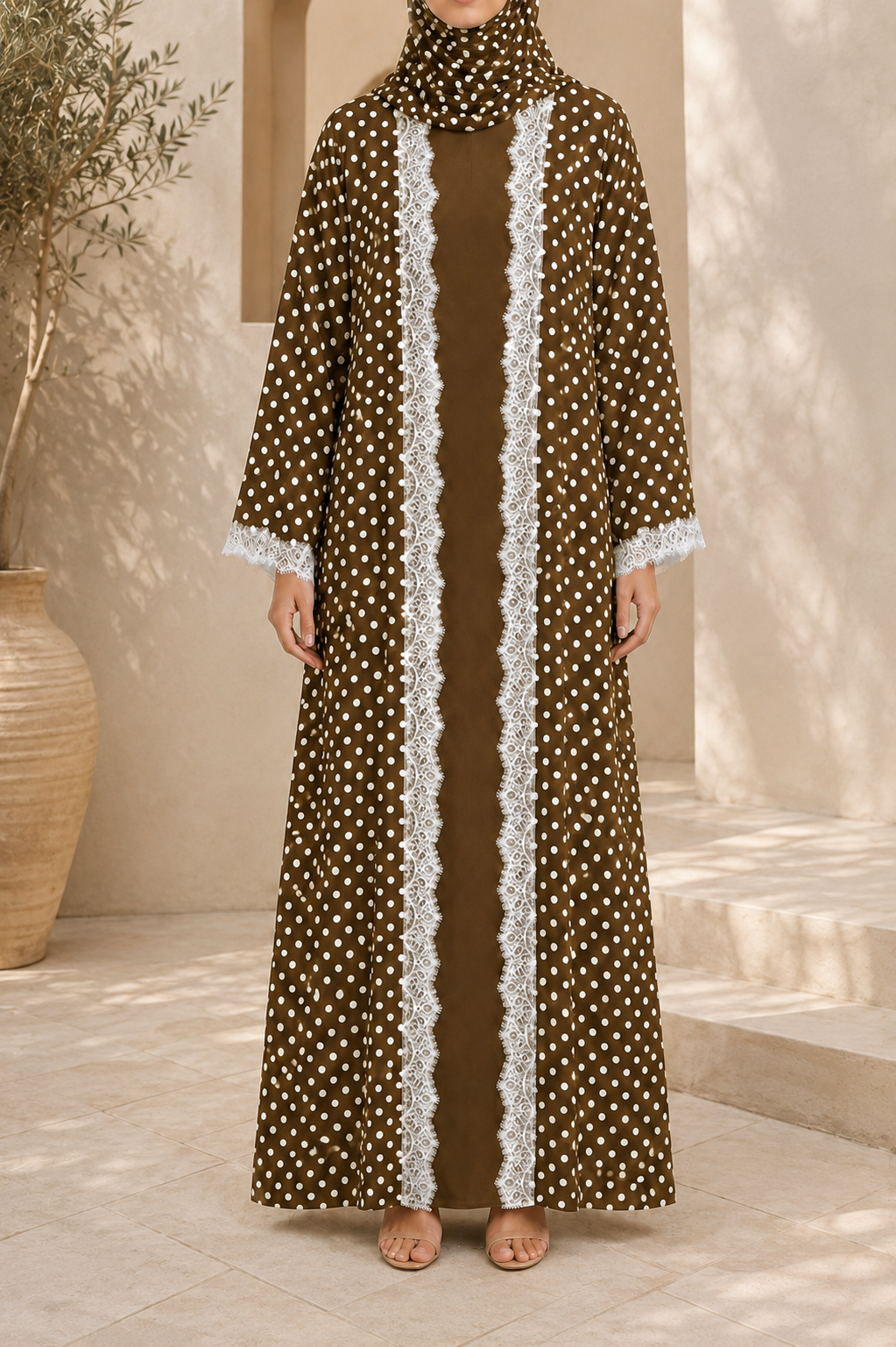 Brown Polka Abaya