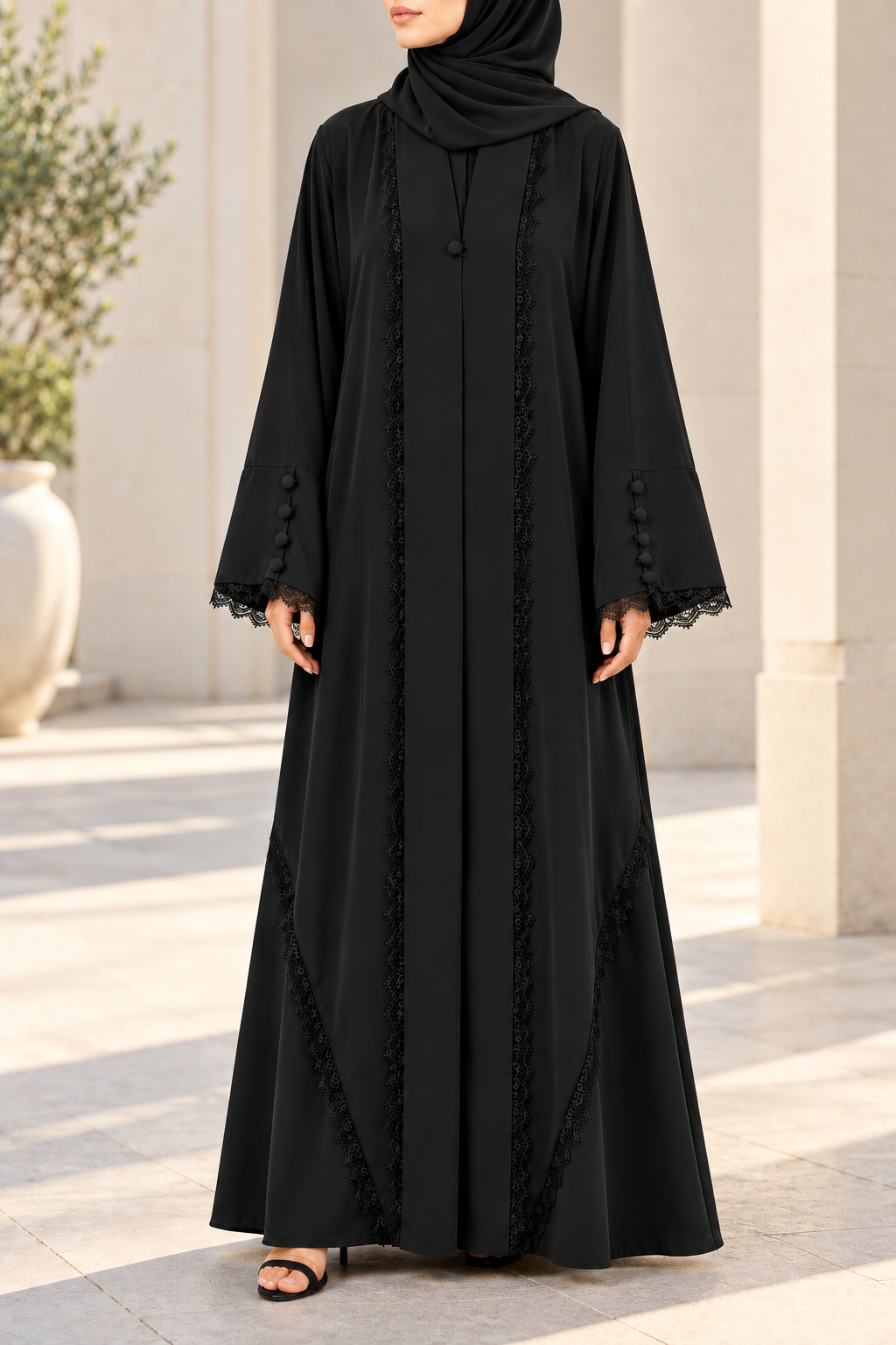 Black Symphony Lace Abaya