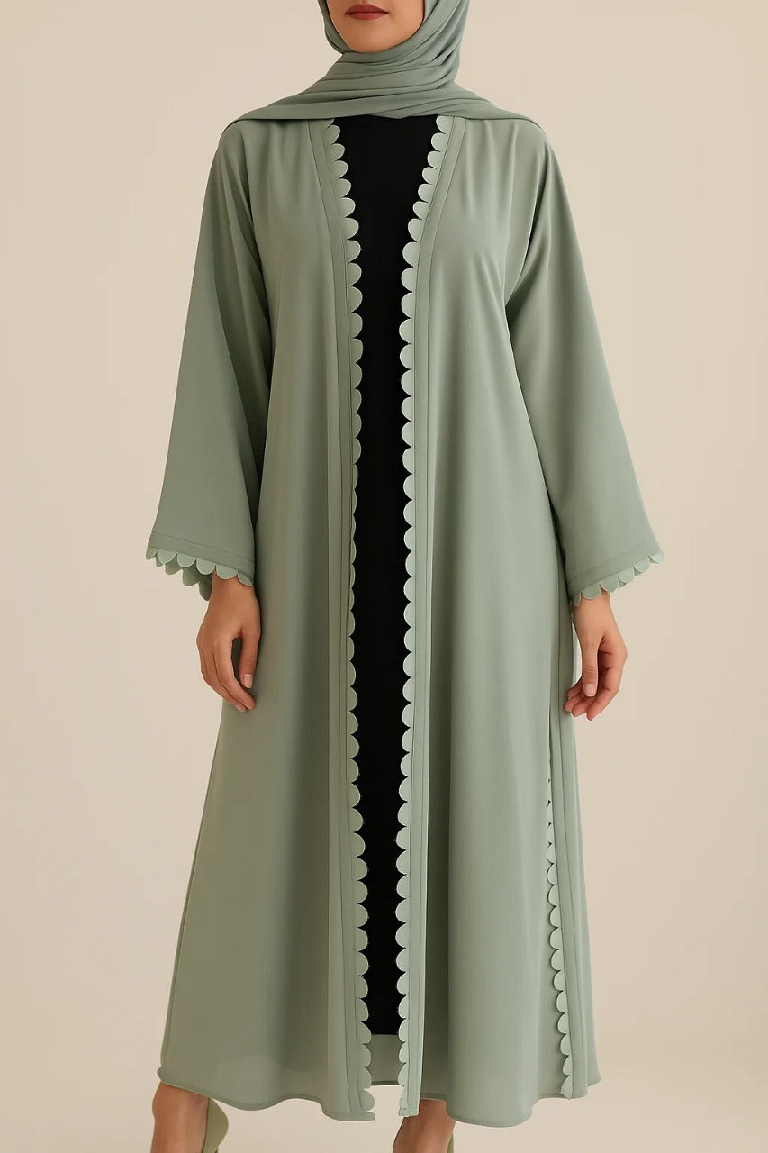 Seagreen Scallop Abaya