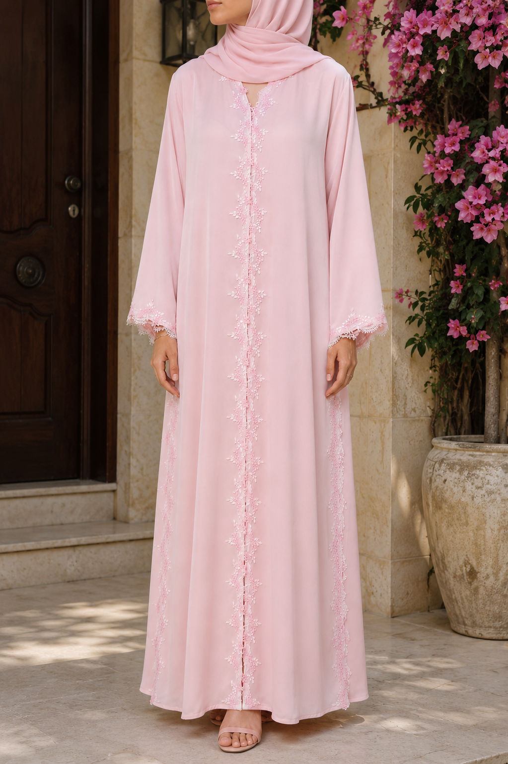 Pink Lace Abaya
