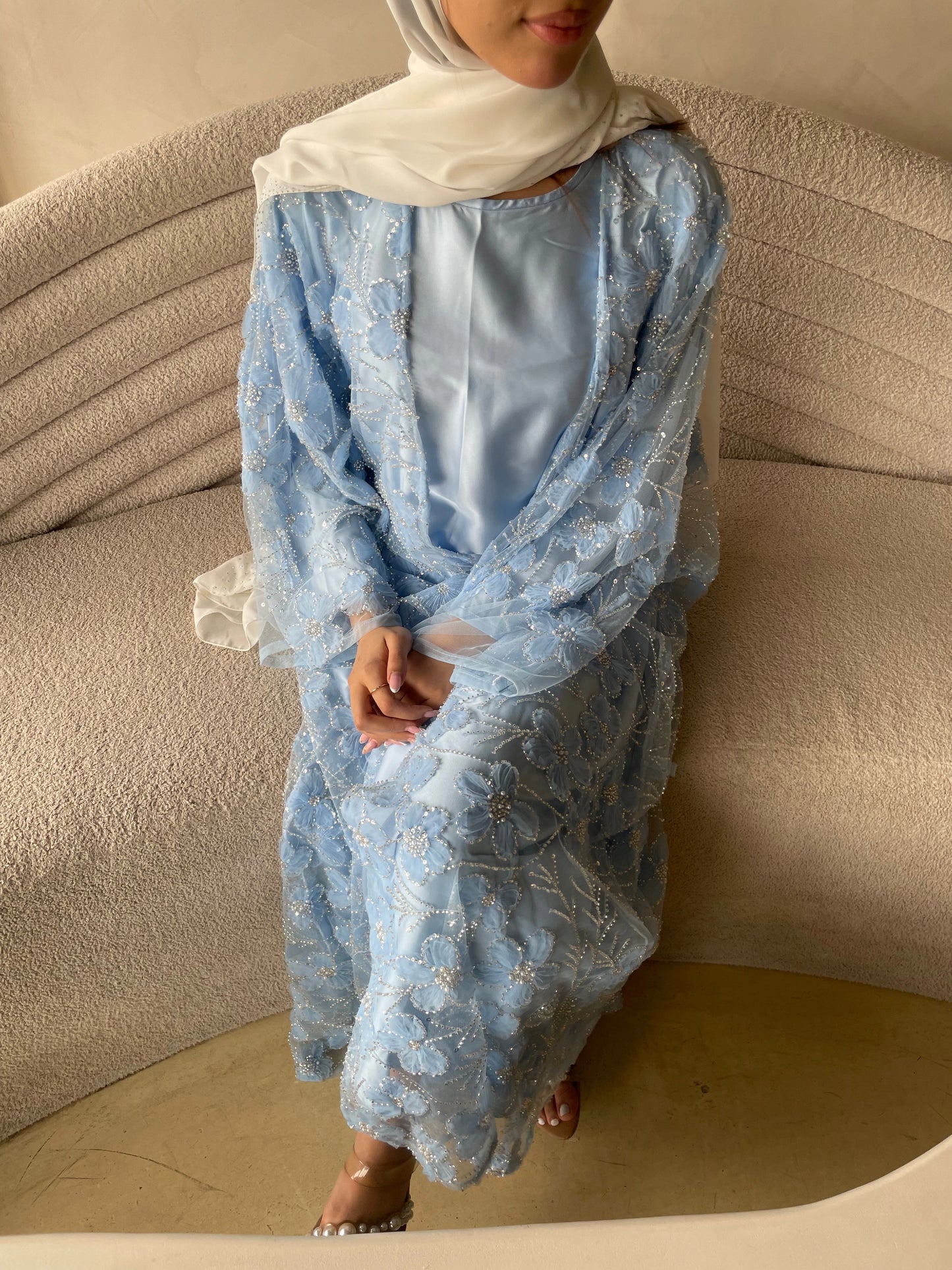 Moonlit Blue Pearl Abaya