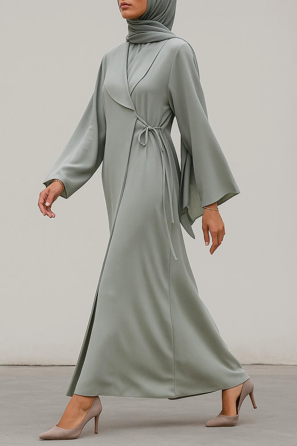 Mint Green Heritage collar Abaya