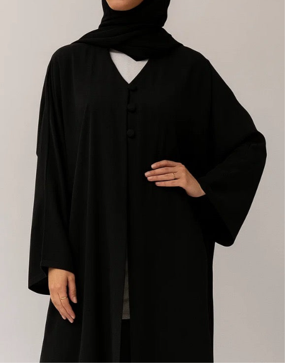 Black button abaya
