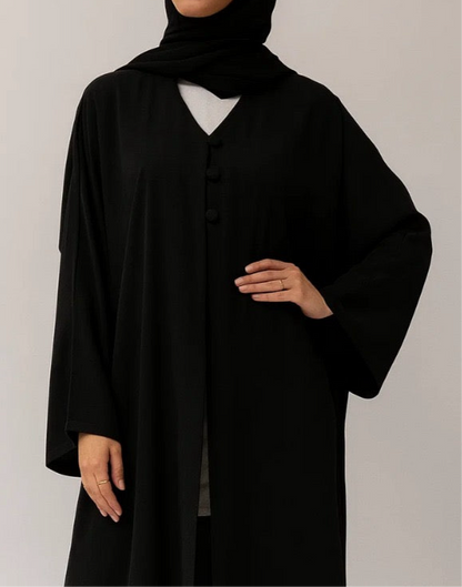 Black button abaya
