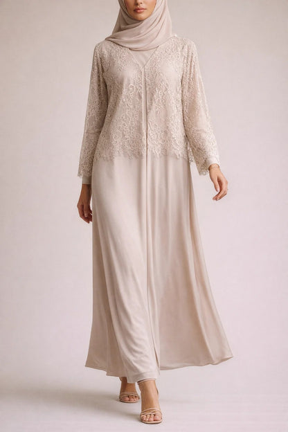 Beige Moon Veil Abaya