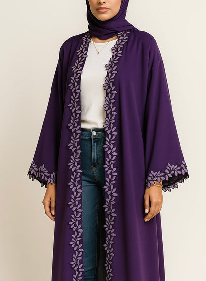 Purple fancy lace abaya
