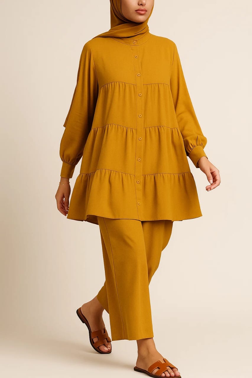 Mustard Button Tiered Coord Set