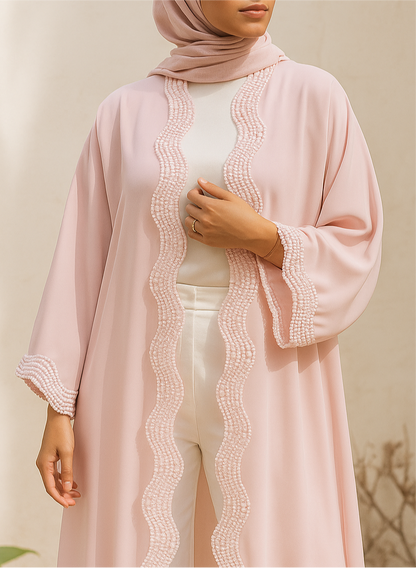 Baby pink lace abaya
