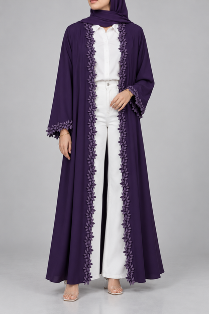 Purple fancy lace abaya