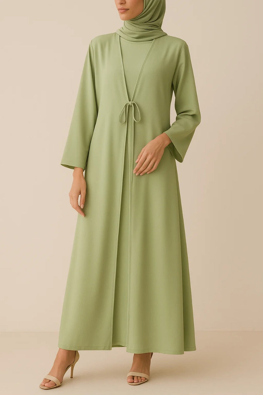 Pistachio tie abaya