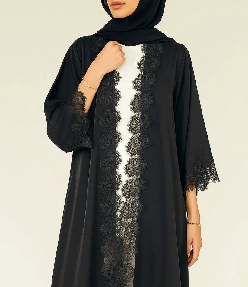 Black series lace abaya