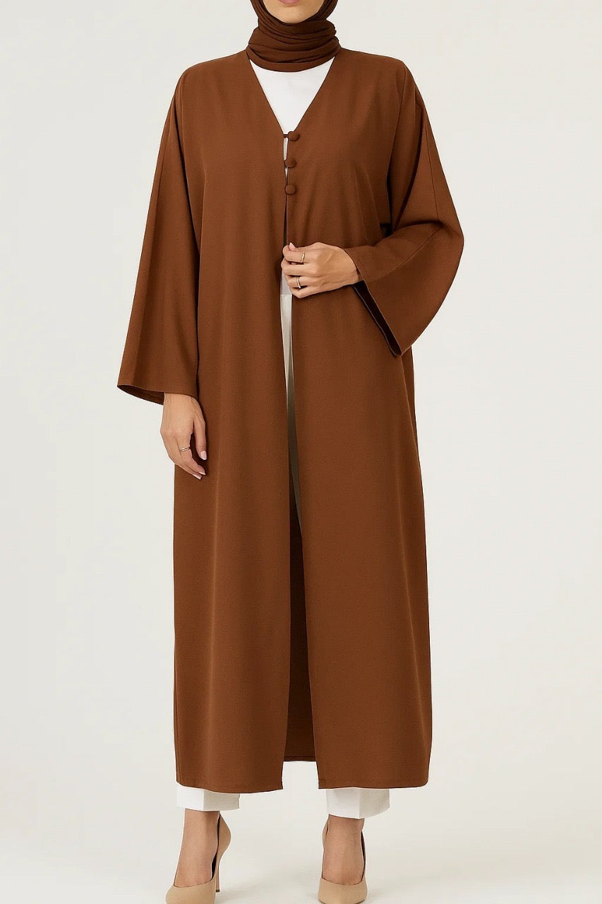 Brown button abaya