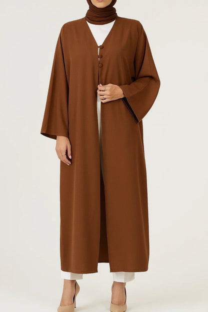Brown button abaya
