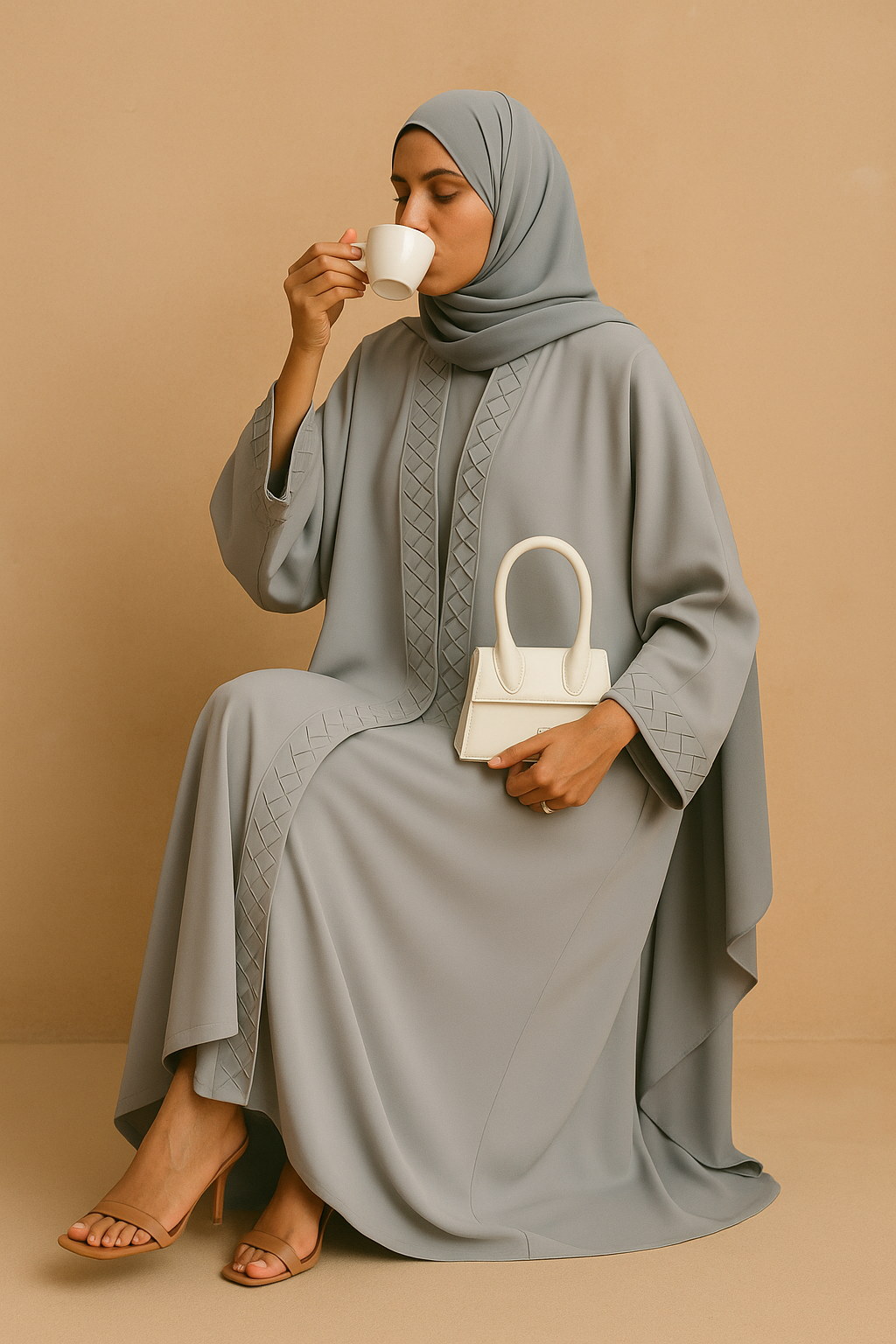 Sky Blue Braided Abaya