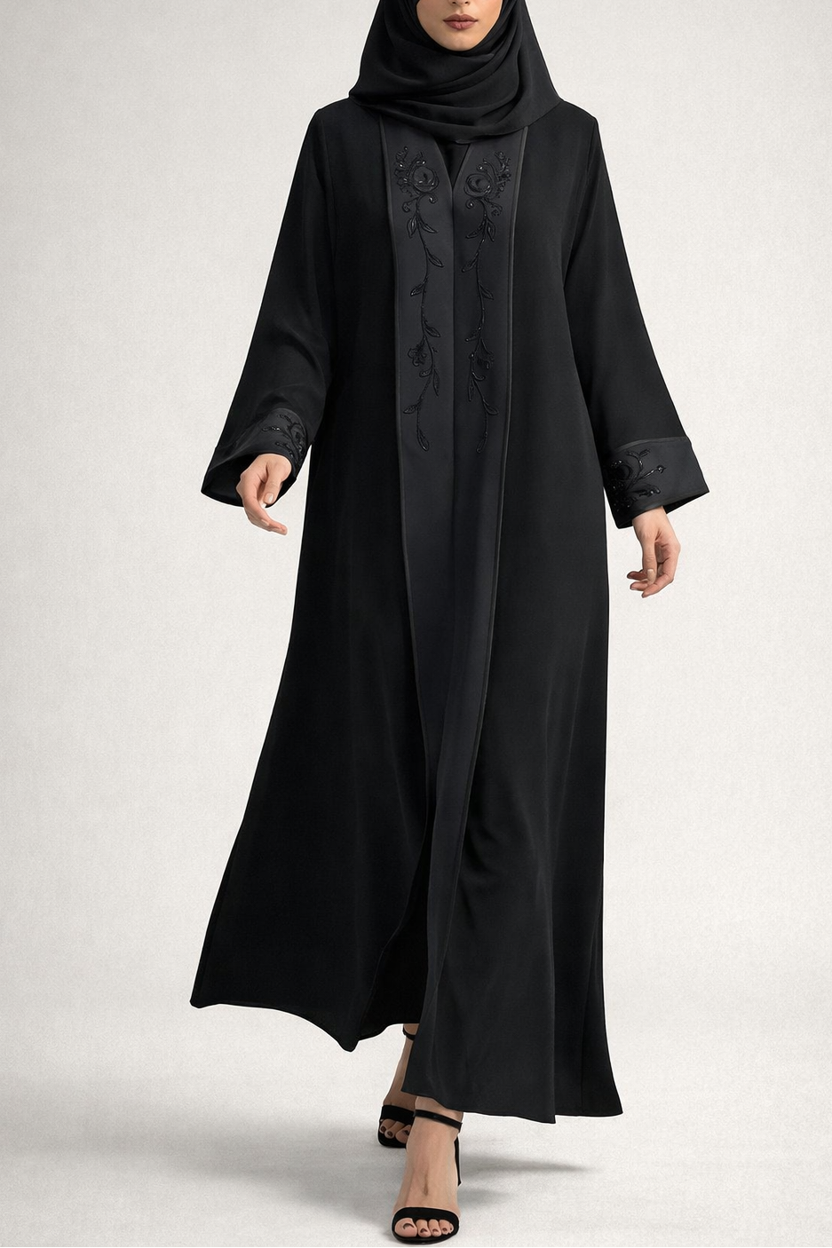 Embroided Collar Abaya